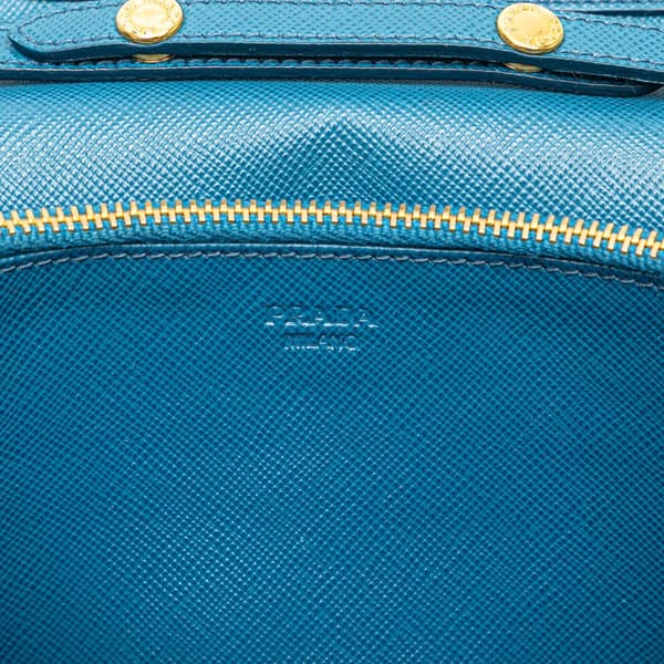 Pre-owned Prada Saffiano Wallet on Strap Blue