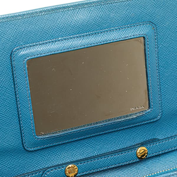 Pre-owned Prada Saffiano Wallet on Strap Blue