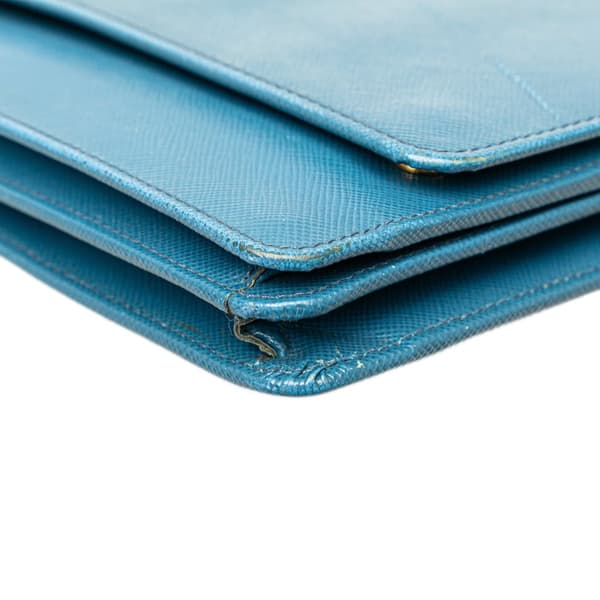 Pre-owned Prada Saffiano Wallet on Strap Blue