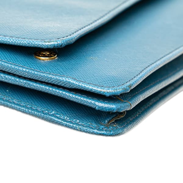 Pre-owned Prada Saffiano Wallet on Strap Blue
