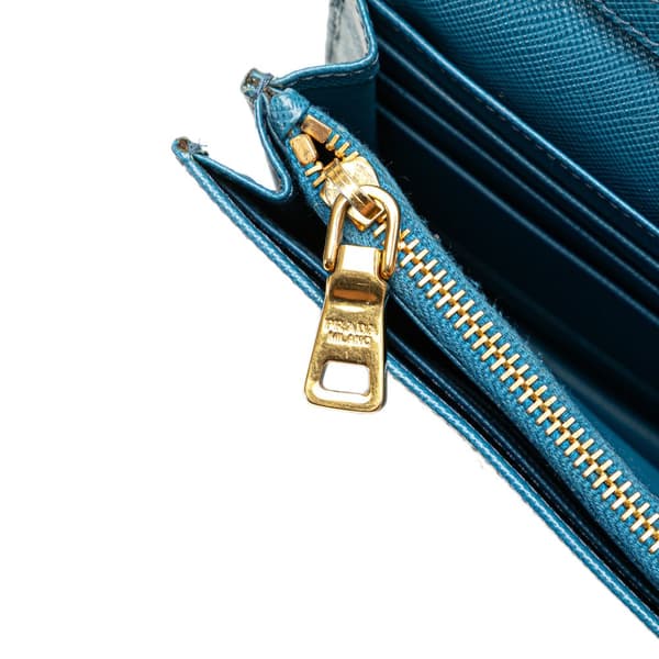 Pre-owned Prada Saffiano Wallet on Strap Blue