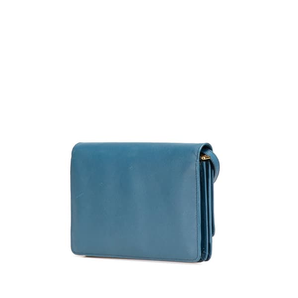 Pre-owned Prada Saffiano Wallet on Strap Blue