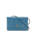 Miniatyrbilde 1 av 10: Pre-owned Prada Saffiano Wallet on Strap Blue