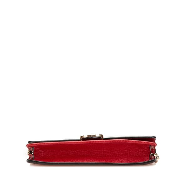 Pre-owned Gucci Leather Interlocking G Dollar Wallet on Chain Red