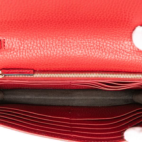 Pre-owned Gucci Leather Interlocking G Dollar Wallet on Chain Red
