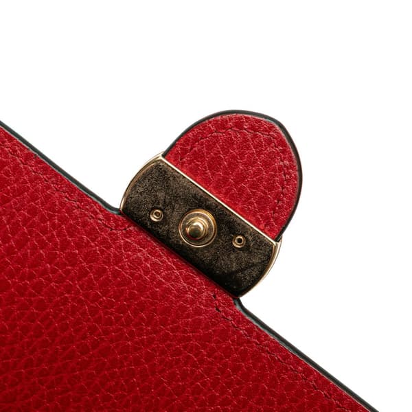 Pre-owned Gucci Leather Interlocking G Dollar Wallet on Chain Red