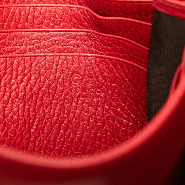 Pre-owned Gucci Leather Interlocking G Dollar Wallet on Chain Red