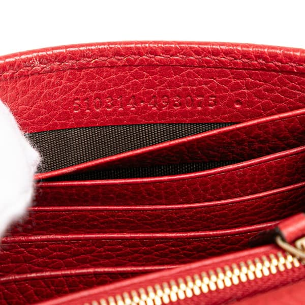 Pre-owned Gucci Leather Interlocking G Dollar Wallet on Chain Red