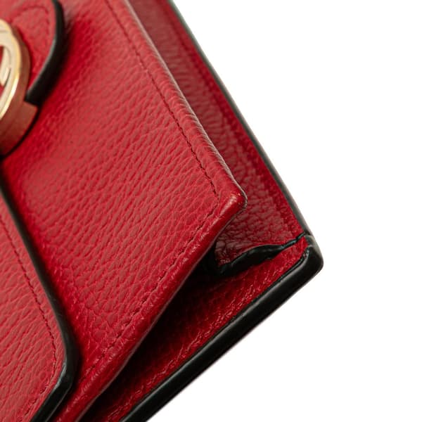 Pre-owned Gucci Leather Interlocking G Dollar Wallet on Chain Red
