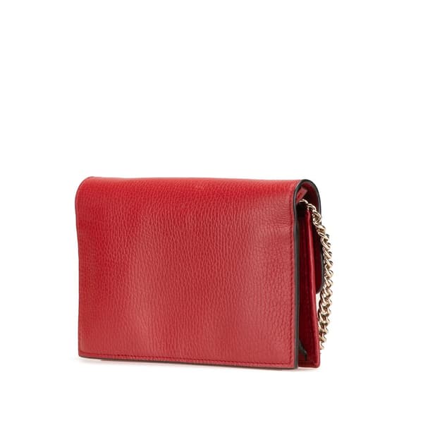 Pre-owned Gucci Leather Interlocking G Dollar Wallet on Chain Red