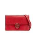 Miniatyrbillede 1 af 10: Pre-owned Gucci Leather Interlocking G Dollar Wallet on Chain Red