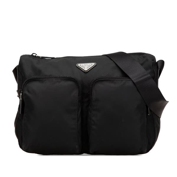 Pre-owned Prada Tessuto Zip Top Crossbody Black