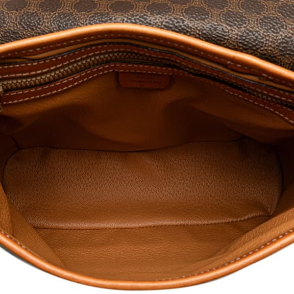 Pre-owned Celine Macadam Coated Canvas Crossbody Brown