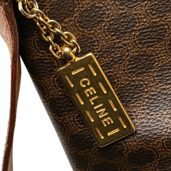 Pre-owned Celine Macadam Coated Canvas Crossbody Brown