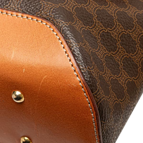 Pre-owned Celine Macadam Coated Canvas Crossbody Brown