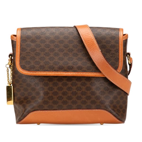Pre-owned Celine Macadam Coated Canvas Crossbody Brown