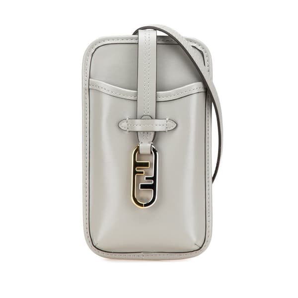 Pre-owned Fendi Leather Phone Pouch Crossbody Gray
