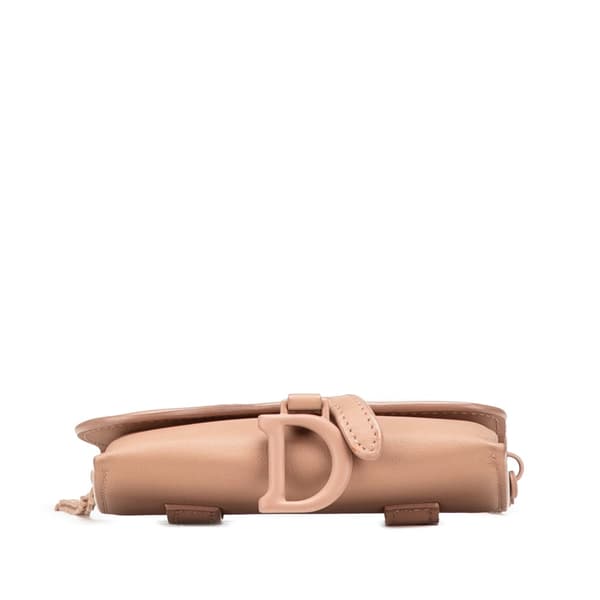 Pre-owned Dior Nano Ultra Matte Calfskin Saddle Chain Pouch Brown