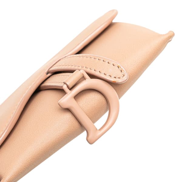 Pre-owned Dior Nano Ultra Matte Calfskin Saddle Chain Pouch Brown