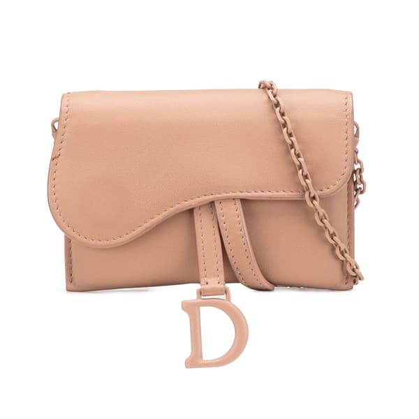 Pre-owned Dior Nano Ultra Matte Calfskin Saddle Chain Pouch Brown