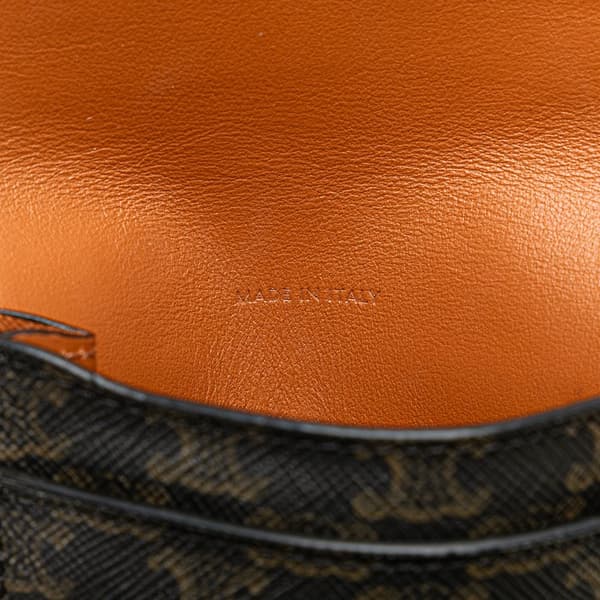 Pre-owned Celine Triomphe Coated Canvas Phone Pouch Flap Crossbody Brown