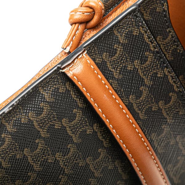 Pre-owned Celine Triomphe Coated Canvas Phone Pouch Flap Crossbody Brown