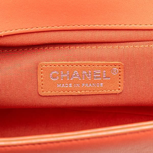 Pre-owned Chanel Medium Tweed and Lambskin Boy Flap Orange