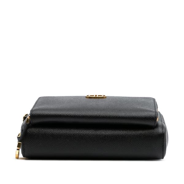 Pre-owned Dior Grained Calfskin Caro Double Pouch Black