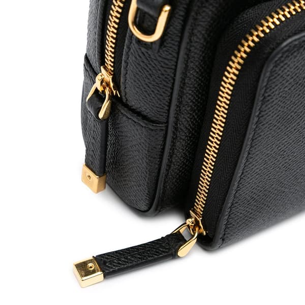 Pre-owned Dior Grained Calfskin Caro Double Pouch Black