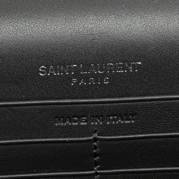 Pre-owned Saint Laurent Smooth Calfskin Monogram Kate Tassel Chain Wallet Gray
