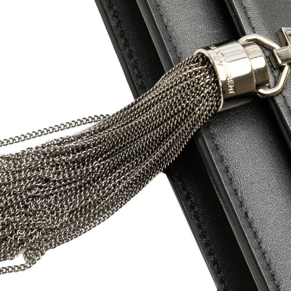 Pre-owned Saint Laurent Smooth Calfskin Monogram Kate Tassel Chain Wallet Gray