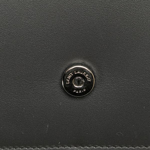 Pre-owned Saint Laurent Smooth Calfskin Monogram Kate Tassel Chain Wallet Gray