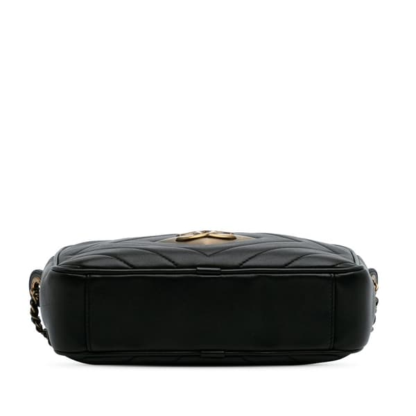 Pre-owned Chanel Chevron Lambskin Pyramid CC Camera Bag Black