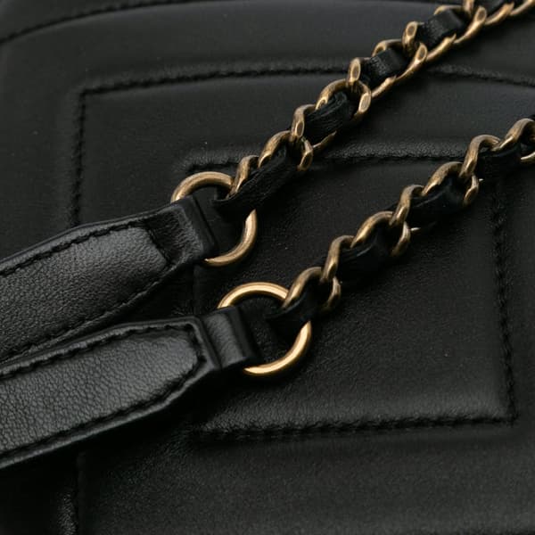 Pre-owned Chanel Chevron Lambskin Pyramid CC Camera Bag Black