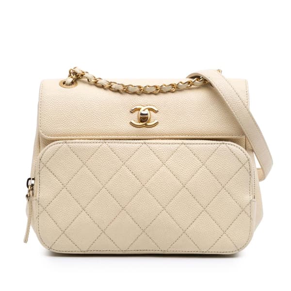 Pre-owned Chanel Caviar Business Affinity Messenger Flap Brown