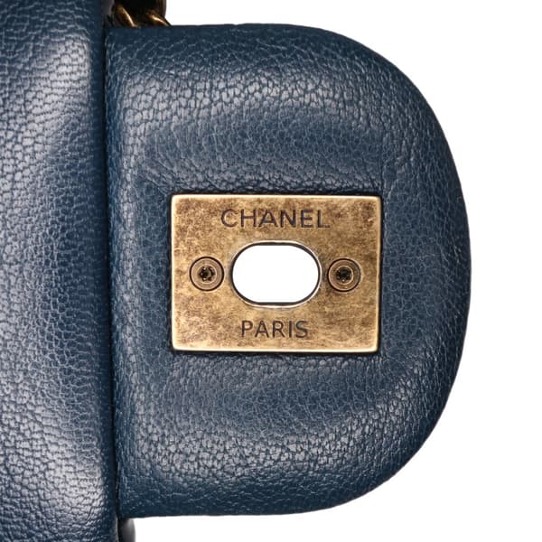 Pre-owned Chanel Paris-Salzburg Medium Patent Goatskin CC Eyelet Flap Blue