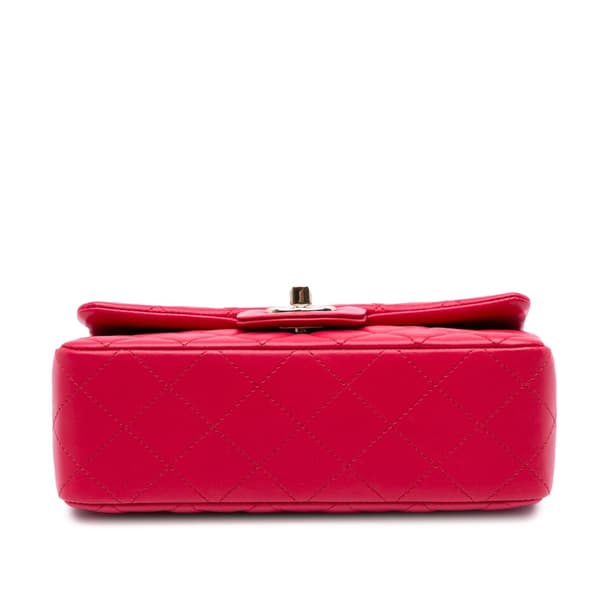 Pre-owned Chanel Mini Rectangular Classic Lambskin Single Flap Pink