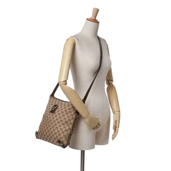 Pre-owned Gucci GG Canvas Abbey D Ring Crossbody Brown