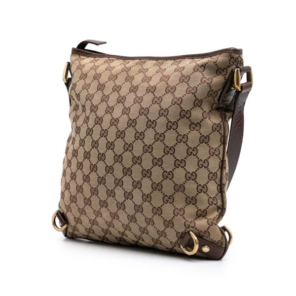 Pre-owned Gucci GG Canvas Abbey D Ring Crossbody Brown