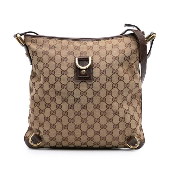 Pre-owned Gucci GG Canvas Abbey D Ring Crossbody Brown