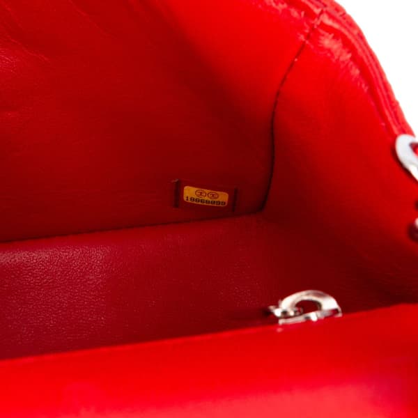 Pre-owned Chanel Mini Rectangular Classic Lambskin Single Flap Red