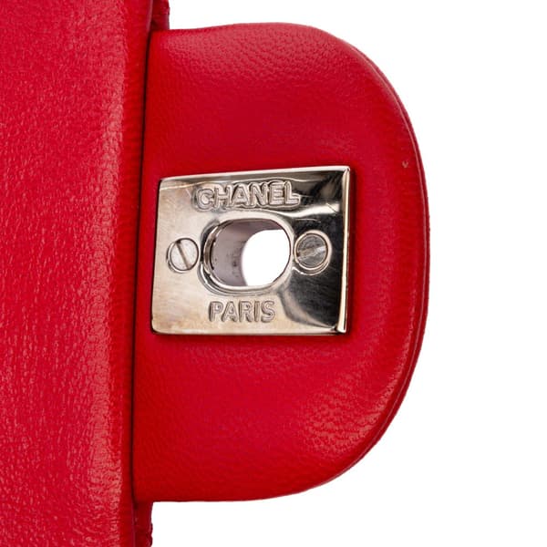Pre-owned Chanel Mini Rectangular Classic Lambskin Single Flap Red