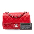 Pikkukuva 9 / 9: Pre-owned Chanel Mini Rectangular Classic Lambskin Single Flap Red