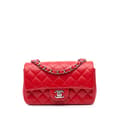 Pikkukuva 1 / 9: Pre-owned Chanel Mini Rectangular Classic Lambskin Single Flap Red