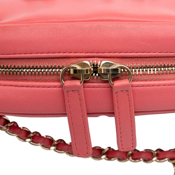 Pre-owned Chanel Lambskin Giant Crystal CC Camera Bag Pink