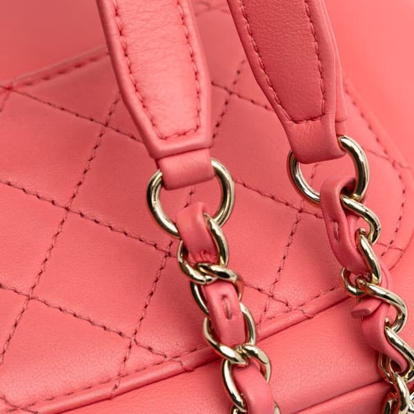 Pre-owned Chanel Lambskin Giant Crystal CC Camera Bag Pink