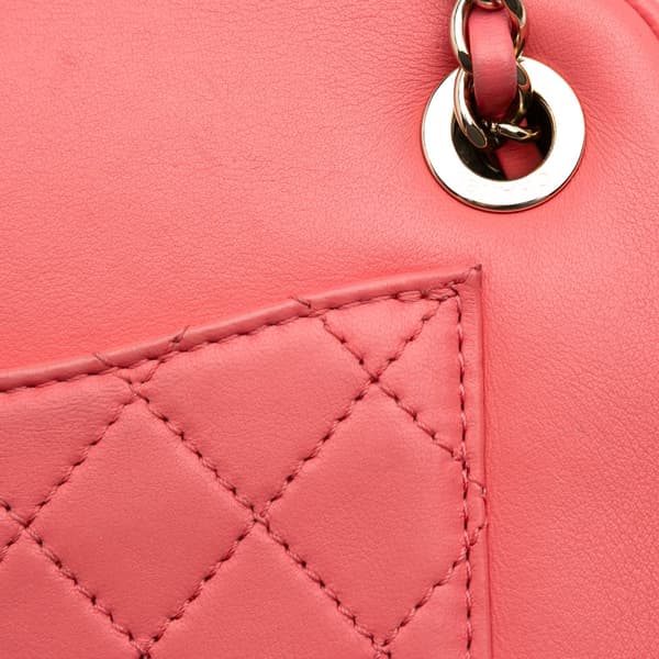 Pre-owned Chanel Lambskin Giant Crystal CC Camera Bag Pink