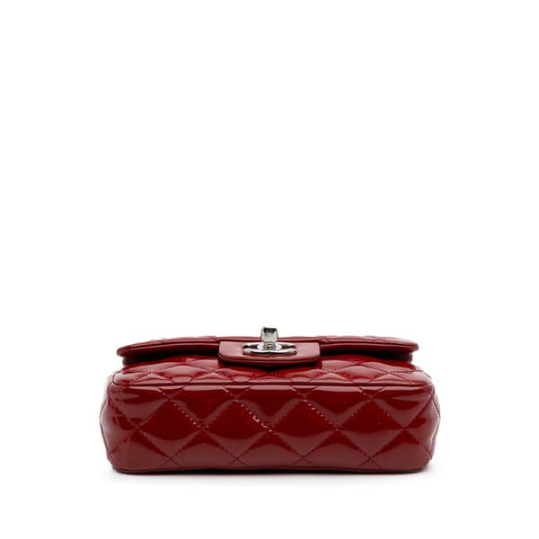 Pre-owned Chanel Extra Mini Rectangular Classic Patent Single Flap Red