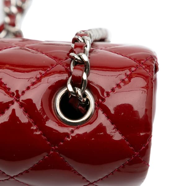 Pre-owned Chanel Extra Mini Rectangular Classic Patent Single Flap Red