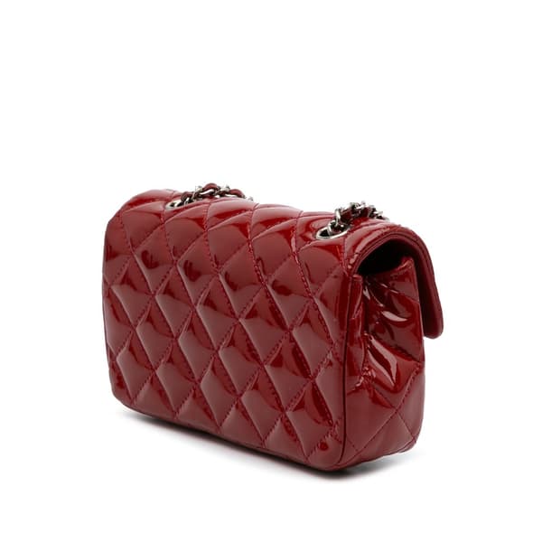 Pre-owned Chanel Extra Mini Rectangular Classic Patent Single Flap Red
